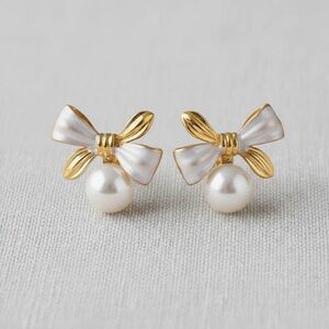 Bow Knot Pearl Drop Earrings (1214)